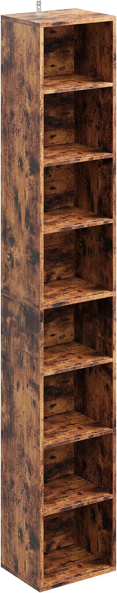 IRONCK Tall Narrow Bookshelf 8 Tiers, Compact Corner Bookcase, Easy to Match for Living Room, Office, Study, Bedroom