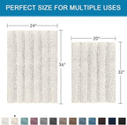 H.VERSAILTEX 2 Piece Bathroom Set - Super Absorbent Chenille Striped Bath Mats, Non Skid, Machine Washable (Ivory, 24 x 36 Plus 20 x 32 - Inches)