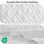 Comfort Spaces Twin Quilt Set Modern Reversible Diamond Coverlet Twin Bedding Set Cozy Quilted Winter Layer, All Season Lightweight Soft Twin Size Quilt, Kienna, Twin/Twin XL White Diamond 2 Piece