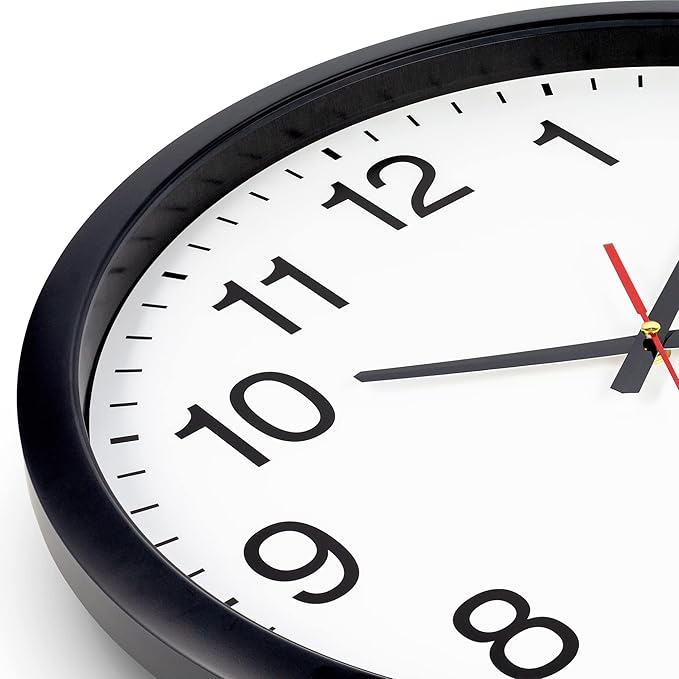 Bernhard Products Black Wall Clock Silent Non Ticking - XL 18 Inch, Set of Two Quality Quartz Battery Operated Round Easy to Read Home/Office/Classroom/School