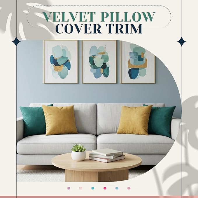 Pack of 6 Decorative Velvet Throw Pillow Covers Solid Square Soft Pillowcase Set Cushion Cases for Sofa Couch Bed Car Christmas Fall Home Decor 18 x 18 inch(Gold and Green)