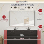 Keonjinn Gold Bathroom Mirror 60 x 36 Inch, Brushed Gold Metal Framed Mirrors, Square Corner Rectangular Large Wall Mirrors, Trimmed Wall-Mounted Vanity Mirror(Horizontal/Vertical)