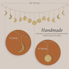 BASE ROOTS Moon Phase Wall Decor, Gold Wall Art for Bedroom, Bohemian and Astrology, Witchy Aesthetic 36" 13 Phases Metal Moon Wall Garland, Celestial Decoration, Gift for Women & Kids