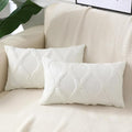 decorUhome Spring Throw Pillow Covers 12x20 Inch Set of 2, Soft Plush Faux Fur Wool Lumbar Cream White Couch Pillow Covers, Decorative Neutral Pillow Cases for Bed Sofa Living Room Home Decor