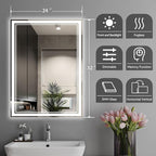 2 Pack 24“ x 32” LED Bathroom Mirror Fogless LED Mirror for Bathroom Dimmable 3 Colors Bathroom Mirror with Lights Smart Mirror Memory Function Wall Mounted Horizontal/Vertical