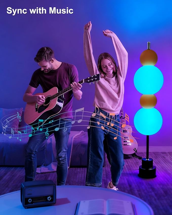Lightdot RGB& 3000K Floor Lamp with Touch Control, Dimmable Colors Temperature, Globe Modern Floor Lamp with Smart Bulb Included, Orange Standing Lamps for Living Room/Sofa Beside/Corner Decor