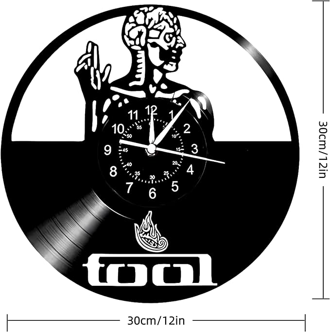 Wall Clock Vinyl Compatible with Tool Band Home Decoration Themed Wall Art Vintage Decoration - Unique Gift Idea for Boys and Girls - Home Wall Decor 30cm Clock Gift