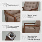Lexicon Modern Accent Chair, Luxury Genuine Leather Match Living Room Chair with Tufted Cushions, Solid Wood Frame and Arm Rest, Comfy Upholstered Single Seat for Bedroom/Reading/Office, Brown