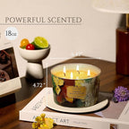 HomeLights 4-Wick Candles for Home Scented - 18oz Soy Wax Blend Candle Long-Lasting Fragrance, Industrial Chic Home Decor and Housewarming Gifts, Fireside Wood & Glow