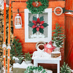 YEAHOME Chrismas Wall Decorations Indoor - 11 inch Metal Flower Wall Art Decor, Poinsettia Yard Garden Decor Hanging for Kitchen, Bathroom, Bedroom, Handmade Gift for Home, Indoor or Outdoor