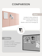 Bumusty Large Cork Board 36" x 24" Alternative - 6 Pack Felt Wall Tiles with 40 Safe Removable Adhesive Tabs, 30 Pushpins, Cork Boards for Walls Pin Board Bulletin Board Office Decor (Pink)