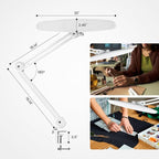 1600 Lumens LED Desk Lamp 24W Super Bright Architect Task Lamp 20 Inches 3 Light Modes Stepless Dimming Eye-Caring Computer Light Adjustable Desk Light for Nails, Home, Office, Crafts & Hobbies