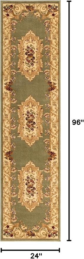 Rugs.com Chateau Collection Rug - 8 Ft Runner Green Medium Pile Rug