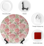 XISUNYA 8 Inch Decorative Plate, Victorian Ceramic Craft, Romantic Peonies Botany Print Ceramic Wall Hanging for Fine Dining Upscale Events, Dinner Parties, Weddings, Catering, Muticolor