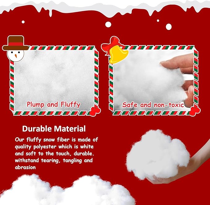 Christmas Fake Snow Decoration,10.6Oz(1 Bag) White Artificial Snow Cotton Fluffy Fake Snow for Mantle Village,Nativity Set,Faux Snow Christmas Tree Decor,Winter Indoor Home Decoration