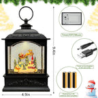 Christmas Snow Globes Lantern with Music & Timer - USB/Battery Operated LED Glittering Globe Lantern, Snow Globe Decoration for Home Holiday Decor (Reindeer)