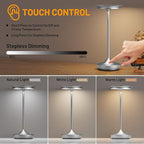 LED Cordless Table Lamps Rechargeable - Outdoor Battery Operated Portable Table Light 3 Color Stepless Dimming Tables Lamp with Memory Function for Patio Restaurant Dining 2 Pack Silver