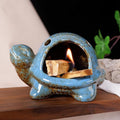 Blue Ceramic Turtle Palo Santo Burner - Mini Chiminea, Burns Palo Santo、Sage、Incense Cones, Doubles as Small Candle Holder for Energy Cleansing、Yoga、Meditation、Zen、Altar Aromatherapy