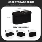 B FSOBEIIALEO Ottoman with Storage for Living Room, Sherpa Folding Storage Ottoman Foot Rest, 30 Inches Collapsible Bedroom Bench Black