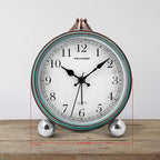 Peakeep 4" Small Battery Operated Antique Retro Analog Alarm Clock for Room Decor, Silent Elegant Bedside Desk Table Gift Clock