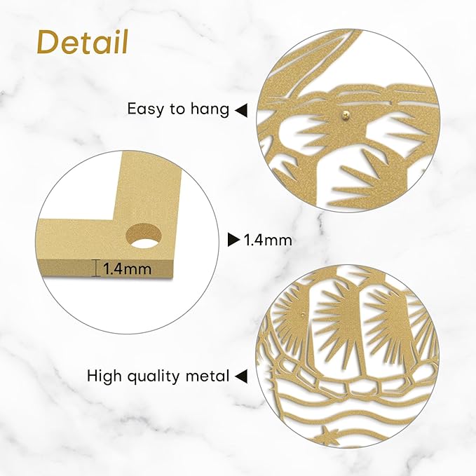 SIGNLEADER Metal Wall Art Decor Turtle Minimalist Modern Abstract Wall Sculpture Hangings Home Decoration for Living Room, Bedroom, Bathroom, Kitchen, Outdoor - 24" Gold