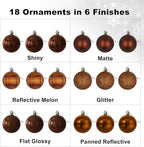 Orange Bronze 3.2" Large Christmas Balls - Christmas Tree Decoration Ornaments Shatterproof Hanging Balls for Birthday Halloween Holiday Wedding Decorations Set of 18pcs