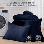 HEVUMYI Navy Blue Twin Comforter Set - 5-Piece All Season Bed in a Bag Twin, Ultra Soft Bedding Set with Comforter, Flat Sheet, Fitted Sheet, Pillowcases, Pillow Shams, Navy Blue