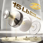 Upgraded Suction Cup Hooks for Shower, Heavy Duty Removable Towel Hooks for Bathroom Glass Door Wall, Stainless Steel Shower Hooks for Towel & Loofah (4 Pack, Silver)