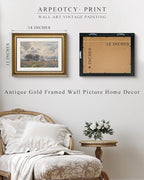 ARPEOTCY Vintage Gold Framed Wall Art Decor, 11x14 Inch Watercolor Wildflower & Sky Picture, Farmhouse Landscape Wall Art for Living Room Bedroom, Retro Kitchen Prints, Rustic Bathroom Decor Aesthetic