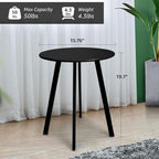 Outdoor Side Table, Weather Resistant Patio Small Side Table Outdoor Indoor Round Metal Steel Small Table, Waterproof End Table for Garden Balcony Yard, Black