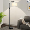 [Upgraded] Dimmable Black Floor Lamp, 1200 Lumens LED Edison Bulb Included, Arc Floor Lamp for Living Room Modern Standing Tall Floor Lamps with Linen Shade for Bedroom Office Reading Room Nursery