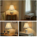 Cream Bell Lamp Shades Set of 2, 6.7" x 13" x 10.6" Fabric Replacement Lampshades for Table Lamps, Spider Fitter Lamp Shades for Home Decorative Lighting for Living Room, Bedroom, Study Room