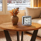 Vintage Steampunk Desk Clock, 6 Inch Metal Industrial Table Clock with Moving Gears, Silent Non-Ticking Quartz, Battery Operated Shelf Decor for Home Office Living Room (Silver)