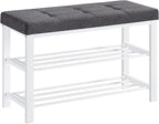 SONGMICS Shoe Bench, Storage Bench, Entryway Bench with Cushion, Shoe Shelf with Seat, Space-Saving, Modern Style, for Living Room, Bedroom, Hallway, Dark Gray and Cloud White ULBS057W01