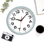 Wall Clock Silent Non-Ticking Modern Clock Battery Operated 8 Inch Small Classic Analog Decorative for Kitchen, Bathroom, Office, Bedroom, Home(Blue Gray)
