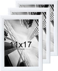 KTKDE 11x17 Picture Frame Set of 3,White Wooden frames, Vertical & Horizontal Wall Hanging for Wall Display,Studio Gallery Photo Frame for Photos, Posters & Art Prints