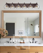Oil Rubbed Bronze Bathroom Light Fixtures, 6-Light Bathroom Vanity Lights Over Mirror with Globe Clear Glass Shade, 38 Inch Modern Sconces Wall Lighting, VL195-ORB-6