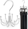 ZEDODIER Belt Hanger, 4 Pack Rotatable Belt Rack Closet Accessories Organizer, Maximum 24 Storage Capacity, Hanging Holder Storage Hook for Belt, Bra, Tank Top, Tie, Scarf, Purse, Silver