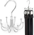 ZEDODIER Belt Hanger, 4 Pack Rotatable Belt Rack Closet Accessories Organizer, Maximum 24 Storage Capacity, Hanging Holder Storage Hook for Belt, Bra, Tank Top, Tie, Scarf, Purse, Silver