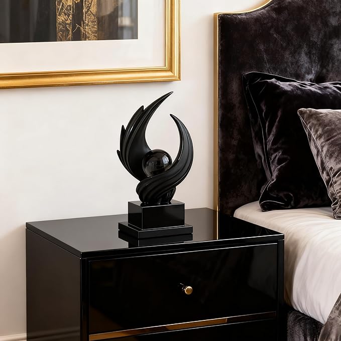 AWNR Gold Abstract Sculpture House Decor Aesthetic - Home Décor Accents for Nightstand, Shelves, Dining Room, Entryway Table, Office, Desk Accessories (Black B)