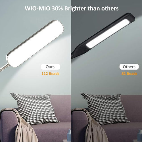 15w/1000lm Bright LED Floor Lamp with Stepless Adjustable 3000K-6000K Colors and Dimmer, Remote and Touch Control Reading Lamp, Adjustable Gooseneck Floor Lamp for Living Room