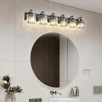 6-Light Black Bathroom Light Fixture Modern Vanity Lights Over Mirror Vintage Wall Sconce Lighting for Bathroom, Bedroom, Living Room, Hallway E26 Base with Crystal Bathroom Vanity Light