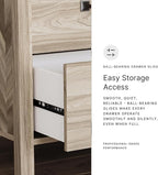 Signature Design by Ashley Battelle Mid-Century Modern Nightstand with Chevron Pattern, 2 Storage Drawers, Dark-Color Hardware, Wood, 24.5" High, Light Brown