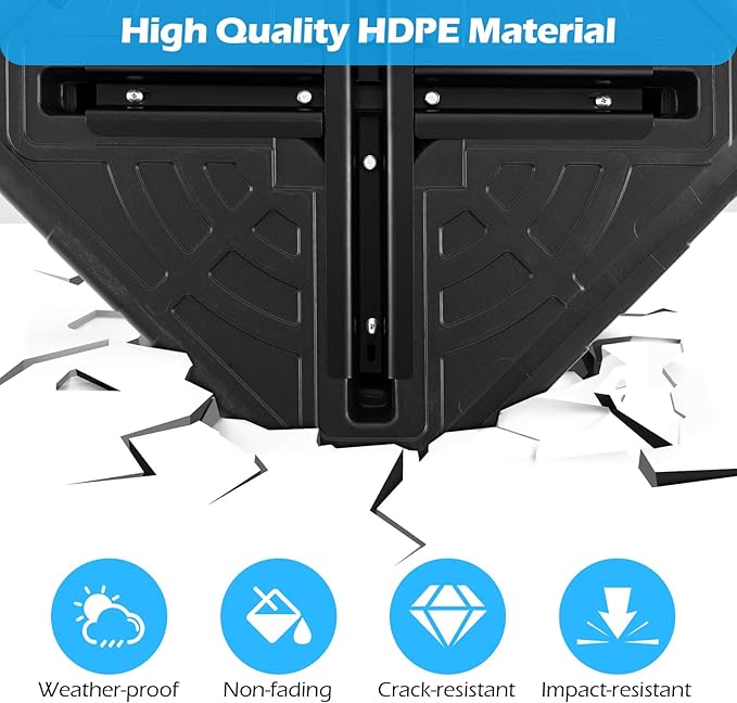 Giantex Fillable Offset Patio Umbrella Base - Heavy Duty HDPE Cantilever Umbrella Stand, 176lbs Water & Sand Weight Capacity, Pole Holder for Outdoor, Deck, Backyard, Garden, Market