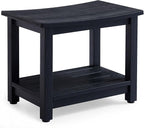 Heavy Duty HDPS Shower Bench Seat, Waterproof Shower Stool for Shaving Legs, Large Poly Lumber Bathroom Chair Seat with Ajustable Feet, Indoor/Outdoor Use, No Maintenance, Black