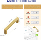 Ravinte 5 Pack Solid 3 Inch Square Cabinet Handles - Brushed Brass Drawer Pulls - Kitchen Hardware and Handles