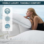 Luxury Down Fiber Pillows Queen Size, Bed Pillows for Sleeping, Pillow for Back, Stomach or Side Sleepers