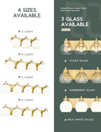 Bathroom Light Fixtures, 5-Light Brushed Gold Bathroom Vanity Lights Over Mirror with Globe Milk White Glass Shade, 32 Inch Modern Vanity Lighting Fixtures, VL195-BG-ML-5