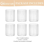 Glasseam Ribbed Glass Candle Holder: Set of 6 Clear Hurricane Candle Holder Cylinder Candle Holders for Pillar Candles Decorative Floating Candle Vases for Centerpieces Wedding Table Decoration 3.94’’