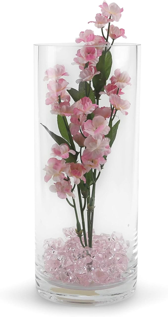 WGVI Quality Thick Weighted Clear Cylinder Glass Vases, 4" W x 10" H, Flower Arrangement Floating Candle Holders Wedding Centerpieces Terrarium Planter Floral Pen Brush Storage Container, 1 Piece